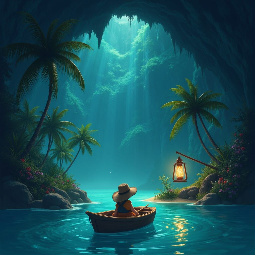 Bioluminescent Cave Island Dreamscape