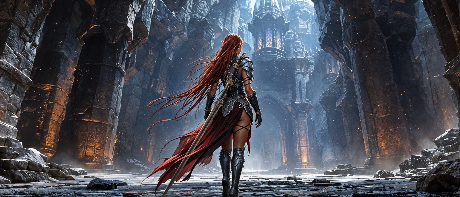 Dark Fantasy Elf Warrior in Hyperdetailed Chainmail Armor