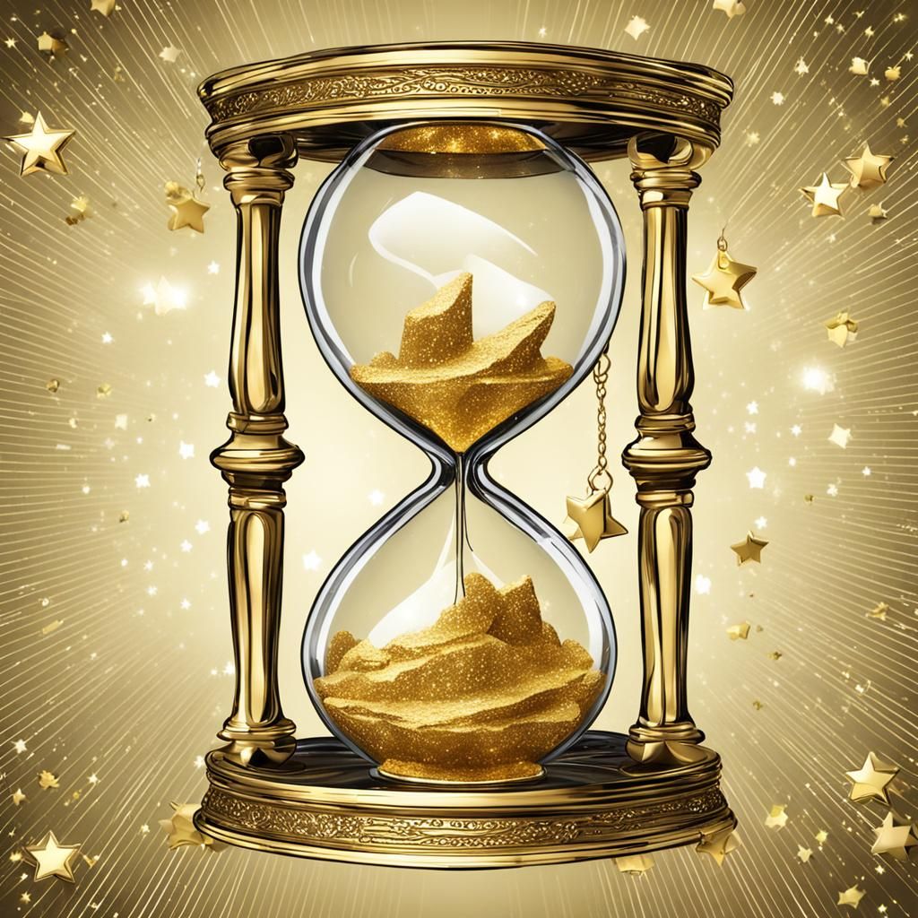Golden Hourglass under Celestial Skies