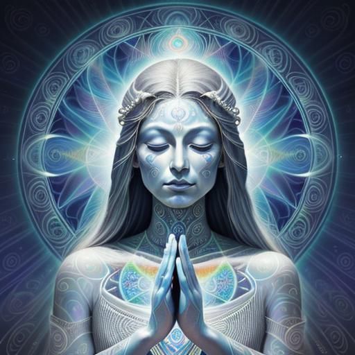 Surreal Mystic Portrait in Alex Grey Style with Sacred Geome...