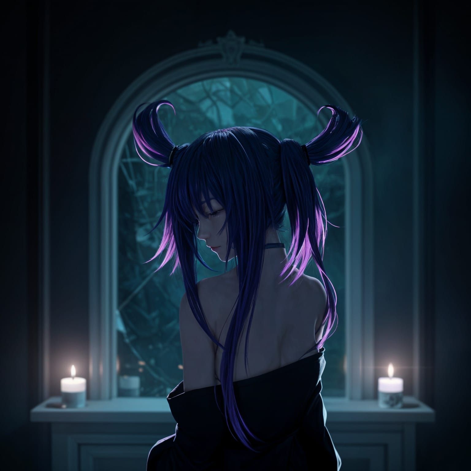 Hatsune Miku in a Haunting Darkroom Envisioned as 3D Anime A...