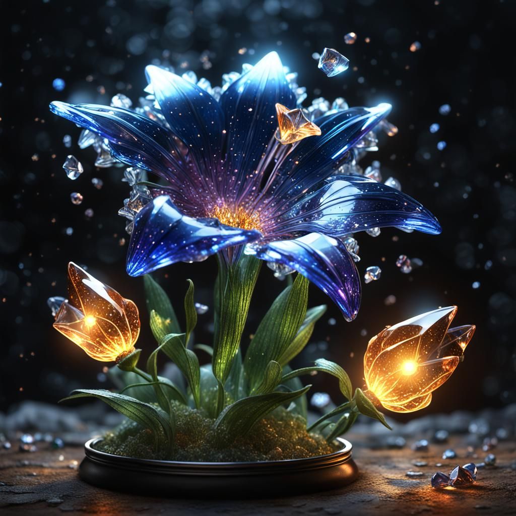 Epic Glass Bellflower Masterpiece with Fiery Glow