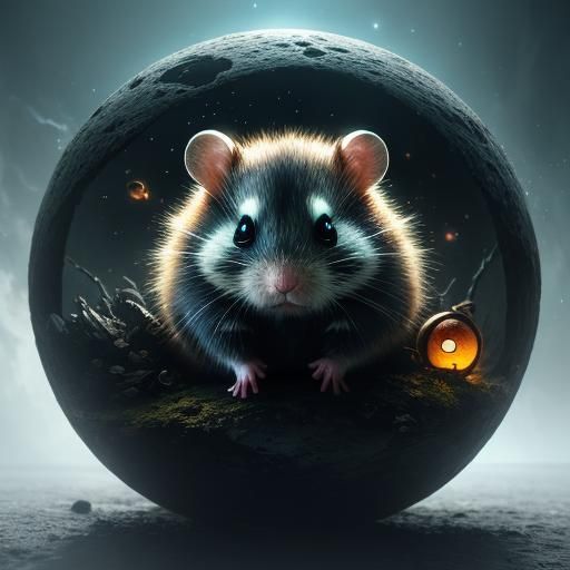 Surreal Hamster God in Epic Cinematic Landscape