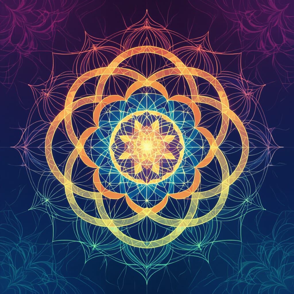 Sacred Geometry Pattern in Vibrant Colors