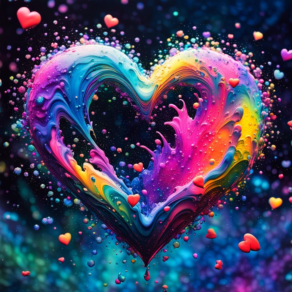 Joyous Neo-Impressionist Masterpiece: Vibrant Heart in Mid-A...