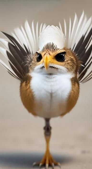 Whimsical Crested Bird in Flight
