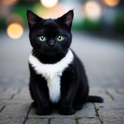 Serene Black Feline in Urban Scenario