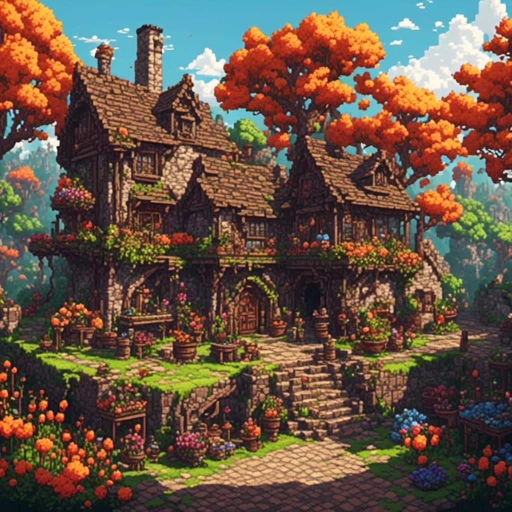 Magical Potion Shop in 8-Bit Pixel Art Style