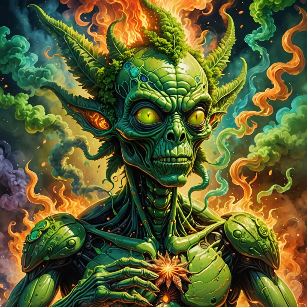 Stoner Alien Hybrid in Psychedelic Haze