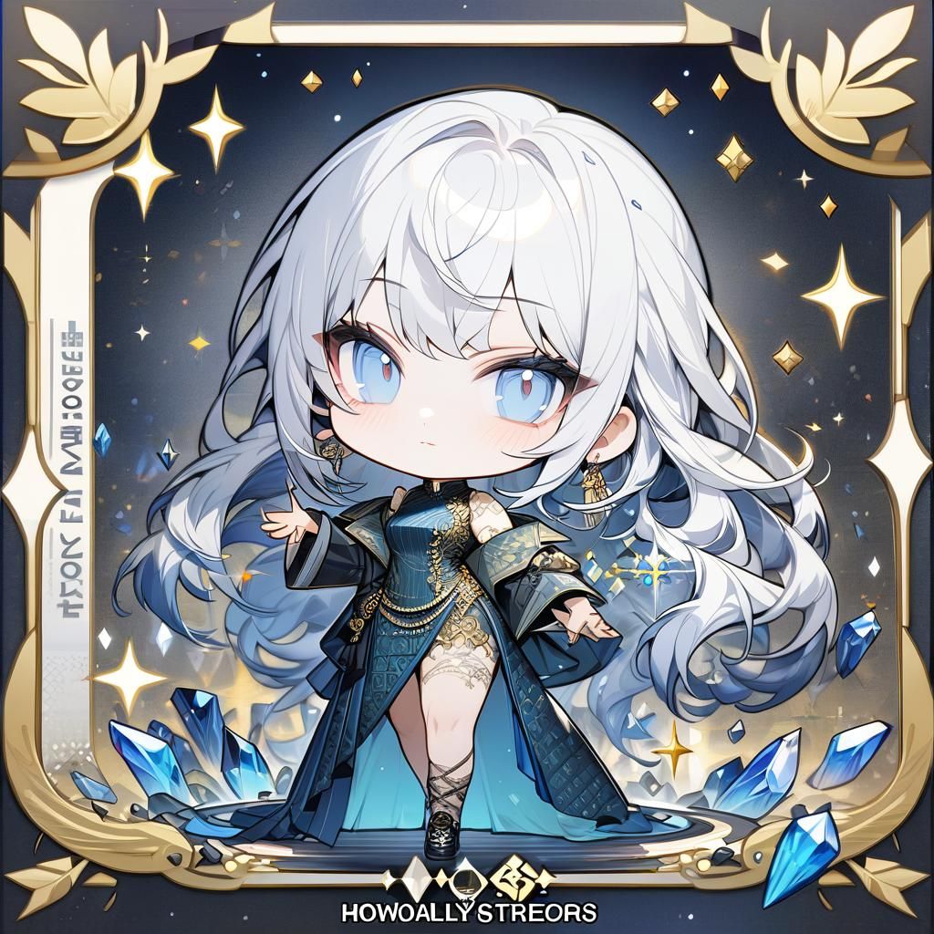 Elegant Chibi Socialite with Crystal Blue Eyes