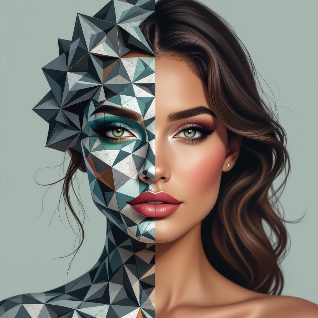 Geometric Woman: Digital Portrait in Modern Style