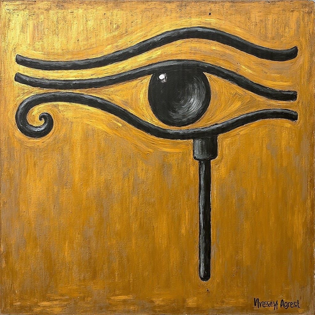 Egyptian Eye of Protection in Golden Hieroglyphic Detail