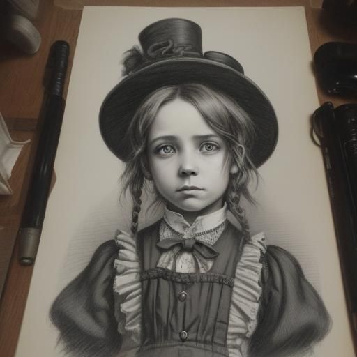 Victorian Era Child on the Streets of London in Detailed Cha...