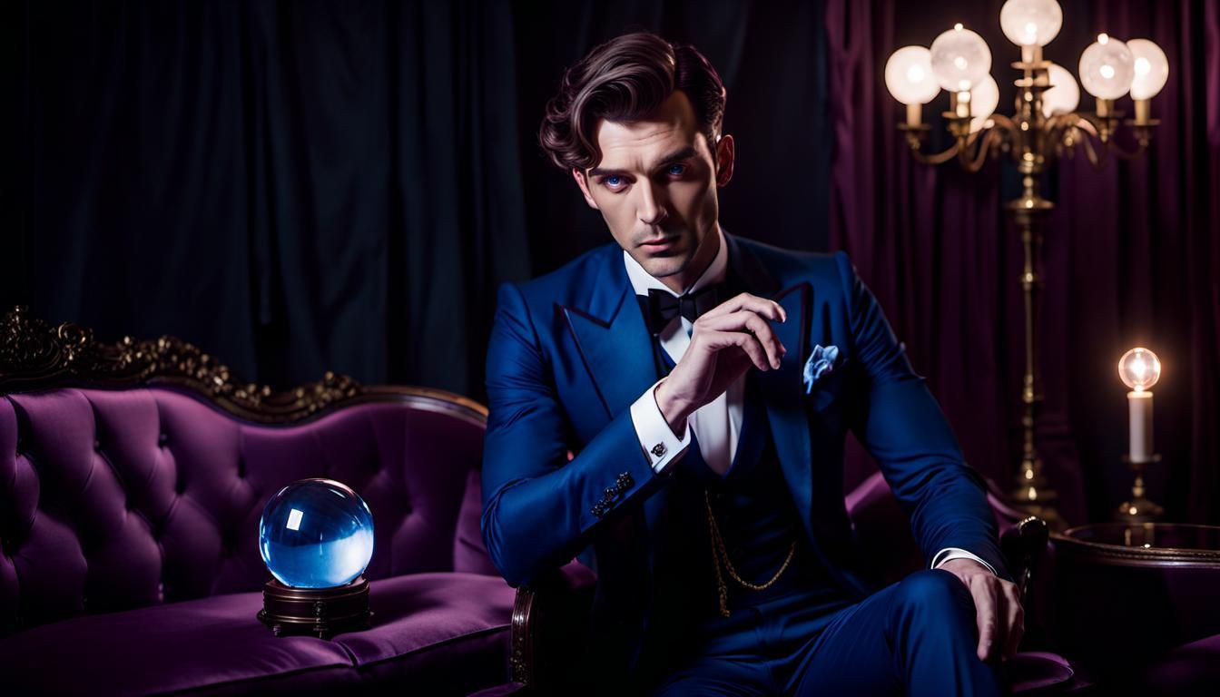 Gothic Seer Gazing Into Crystal Ball