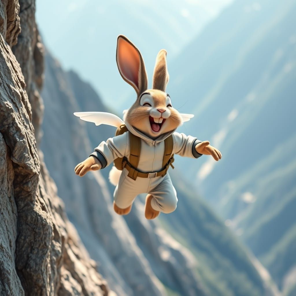 Laughing Bunny Skydiver in Wingsuit