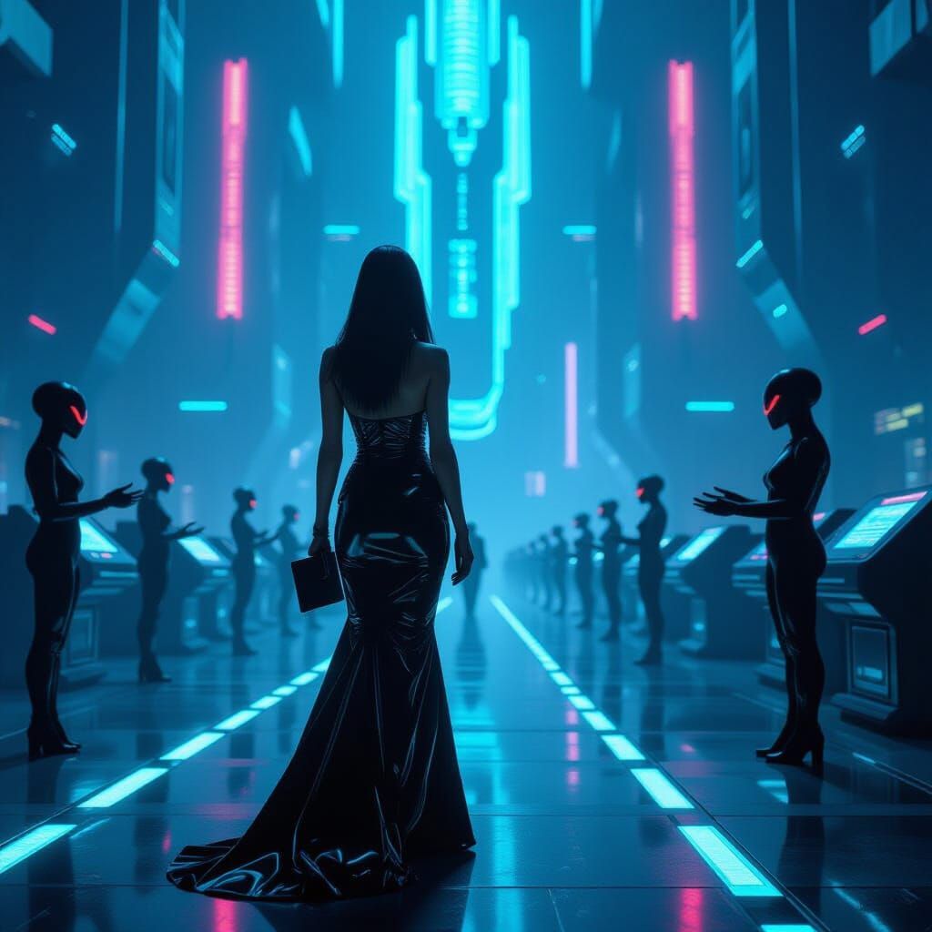 Woman in Latex at Alien Customs, Cyberpunk Style