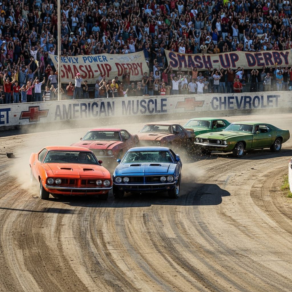 1970s Smash Up Derby Contest on Old Track