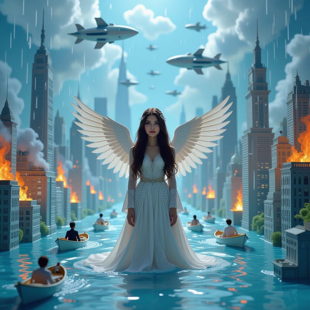 A rainy pop-up book city