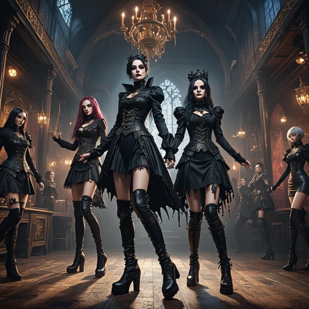 Gothic Beauties Dance in a Dark, Fantastical Club