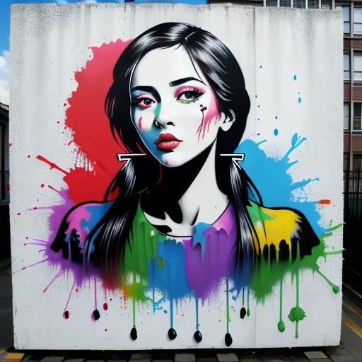 Graffiti Street Art Portrait of a Beautiful Pea