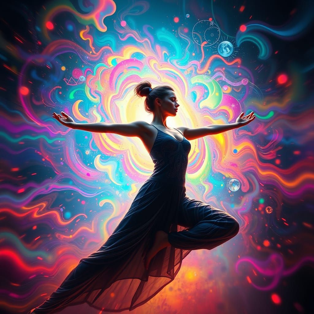 Futuristic Yoga in Vibrant Flux