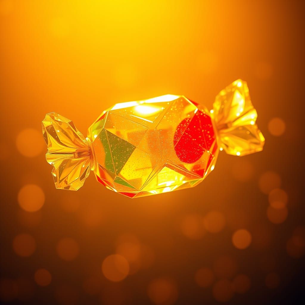 Gleaming Jolly Rancher Suspended in Golden Glow