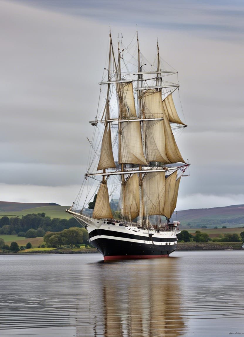 Dramatic Sailing Ship on the Firth of Clyde