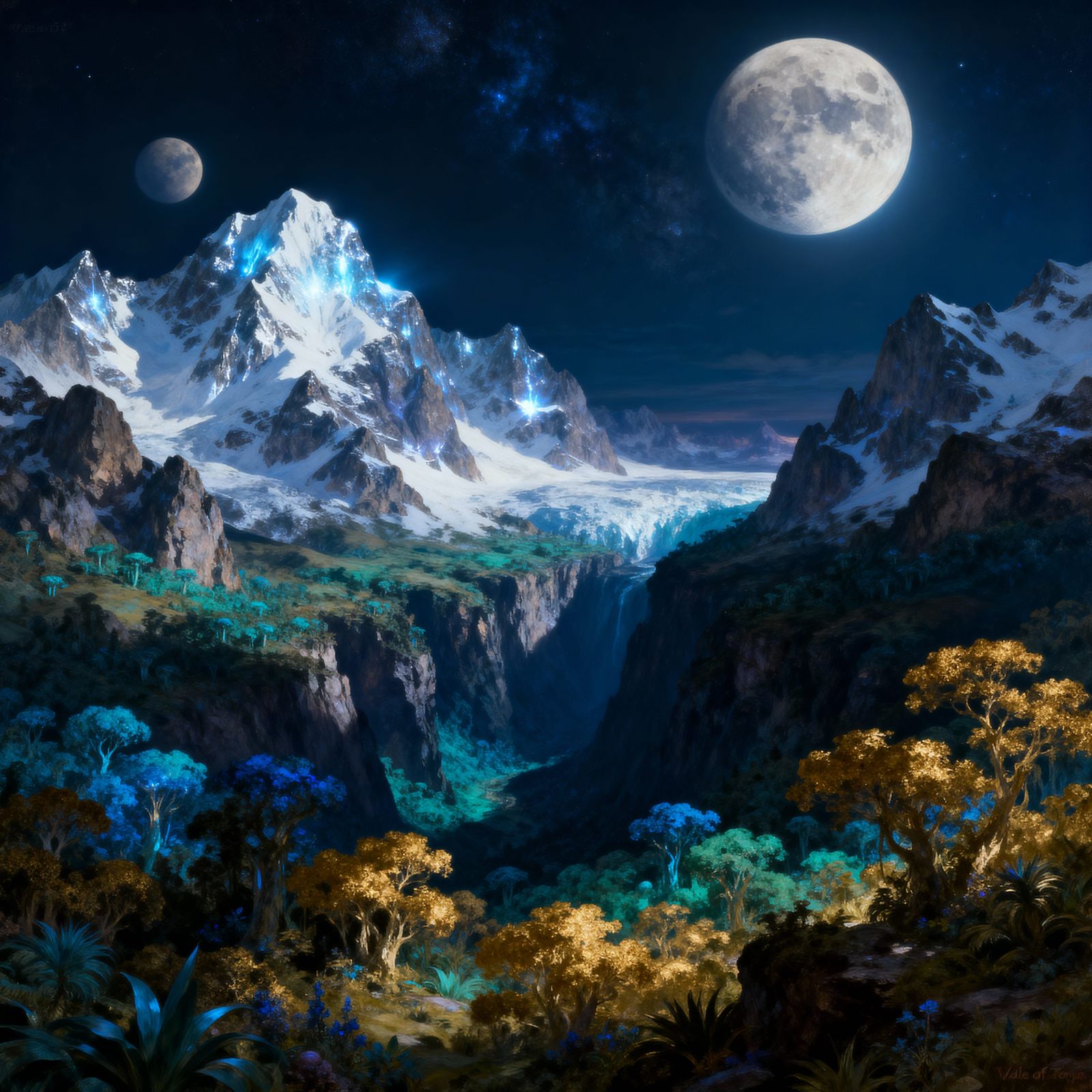Majestic Alien Valley Landscape Painting