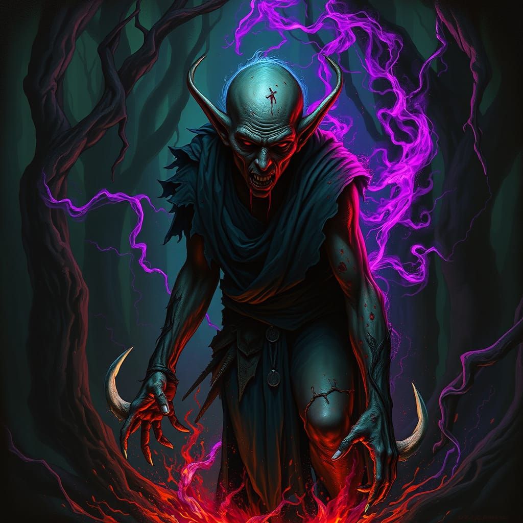 Tortured Wood Elf Invokes Dark Magic in Twisted Forest