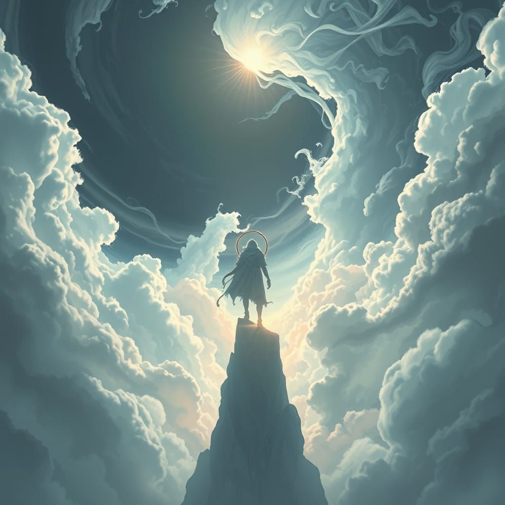 Ethereal Figure's Ascension in Digital Art Style