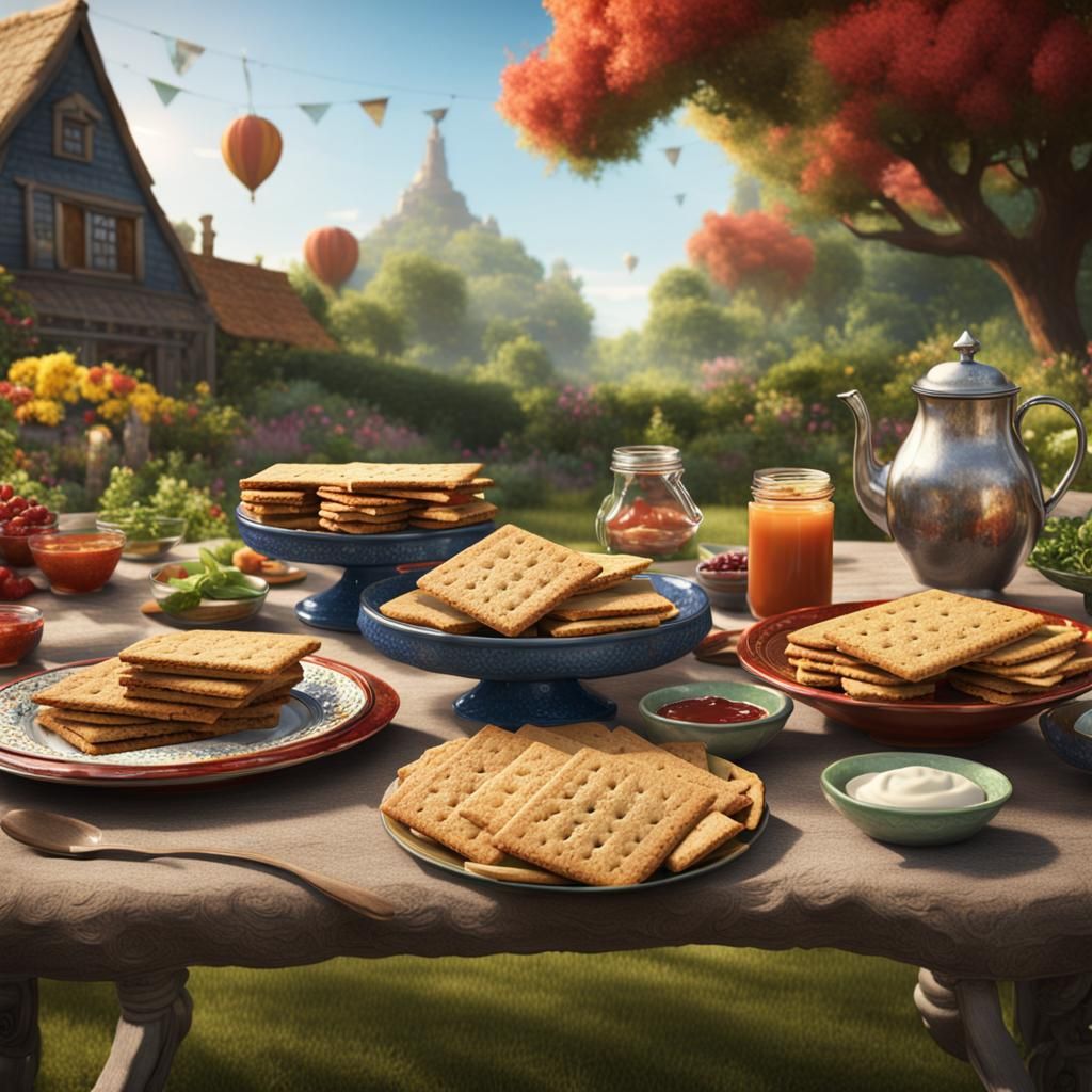 Graham Crackers on a Whimsical Garden Party Table