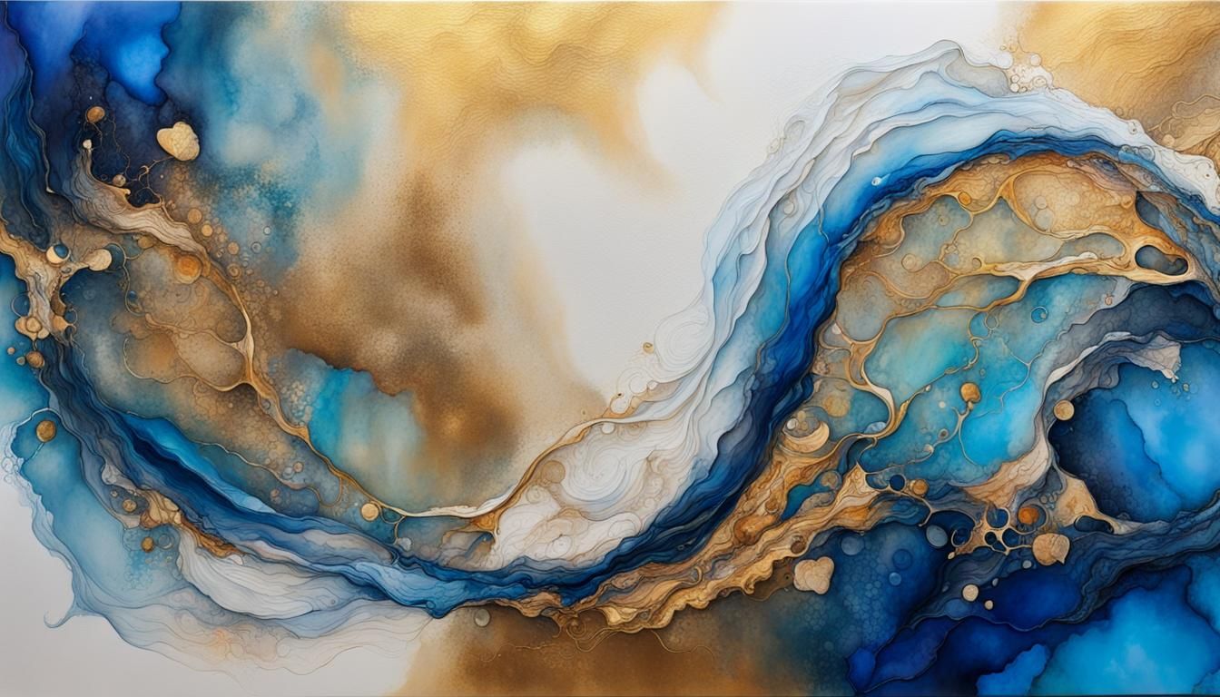 Surreal Oil Painting of Ethereal Blue Peaceful Scene