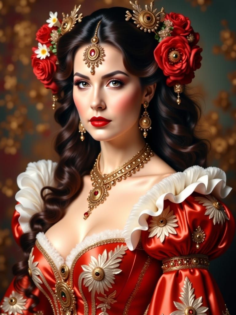 Gothic Portrait of a Beautiful Woman in Elaborate Costume