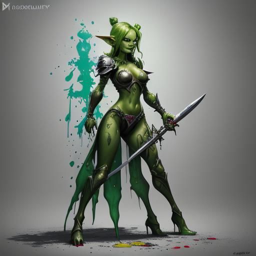 Goblin Warrior in Vibrant Graffiti Armor