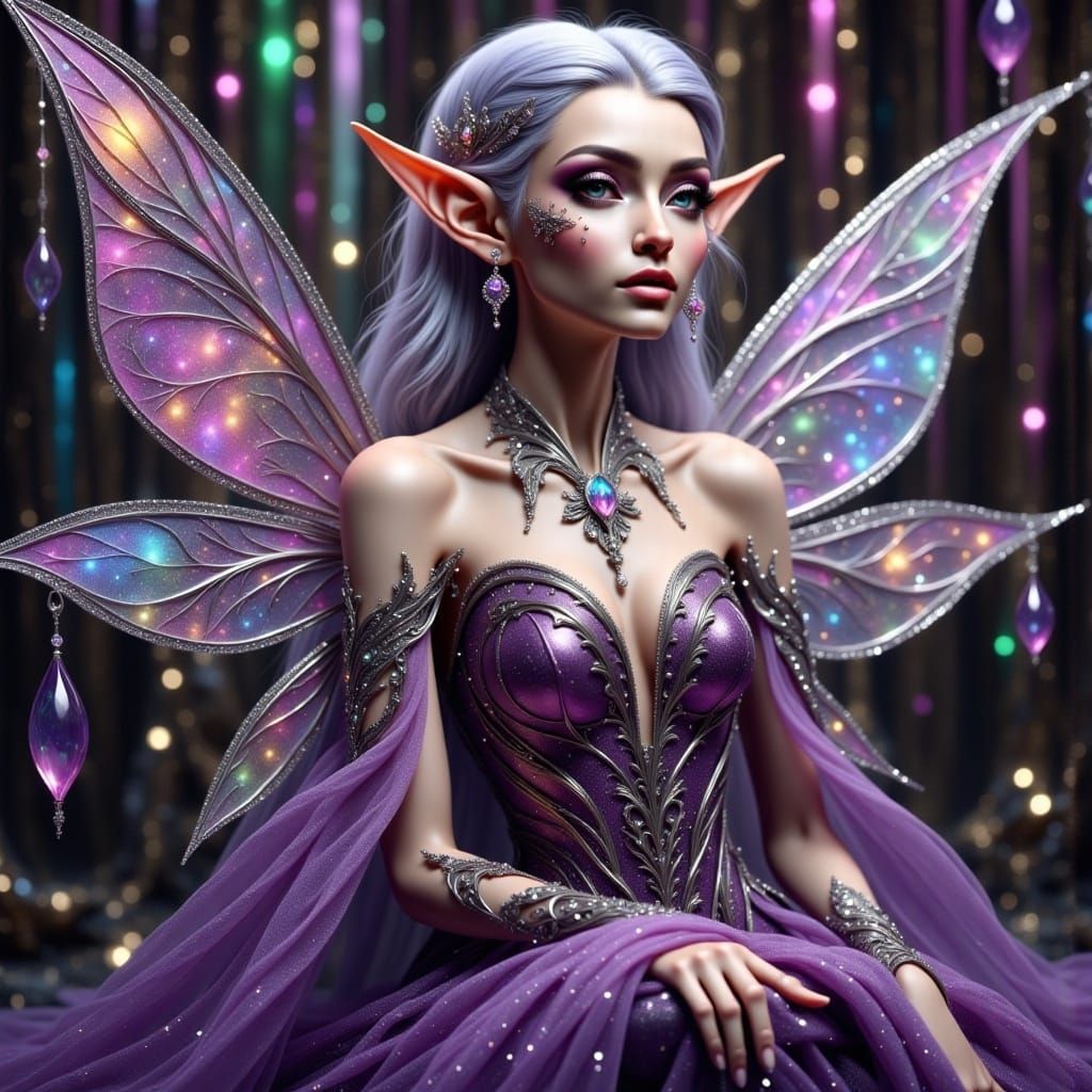 Elegant, Androgynous Elf in Haute Couture Attire