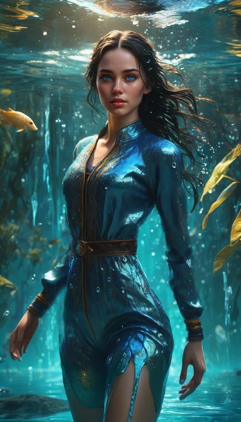 Fantastical Water Maiden with Otter Traits