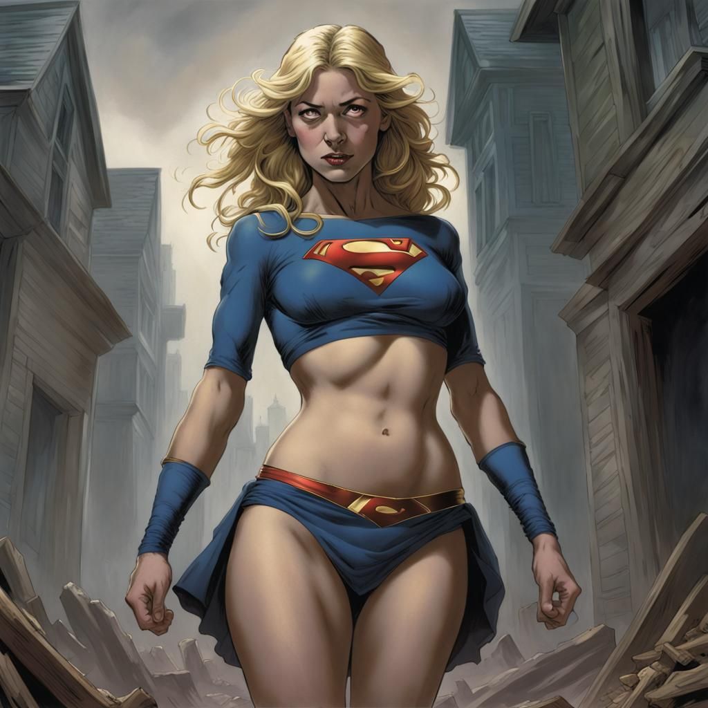 Supergirl in Horror Cyberpunk Art