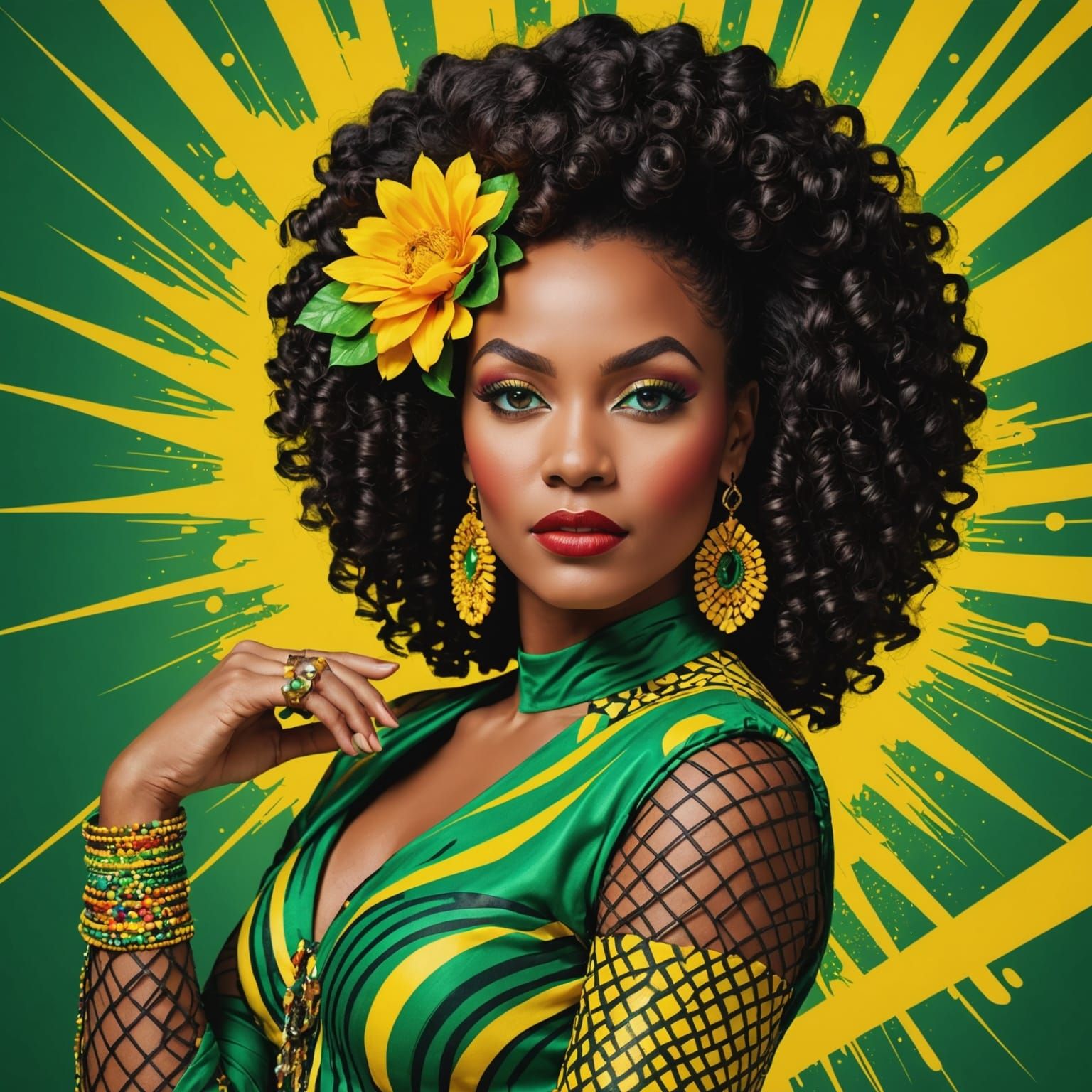 Vibrant Pop Queen in Creole Colorful Dance Inspired Style