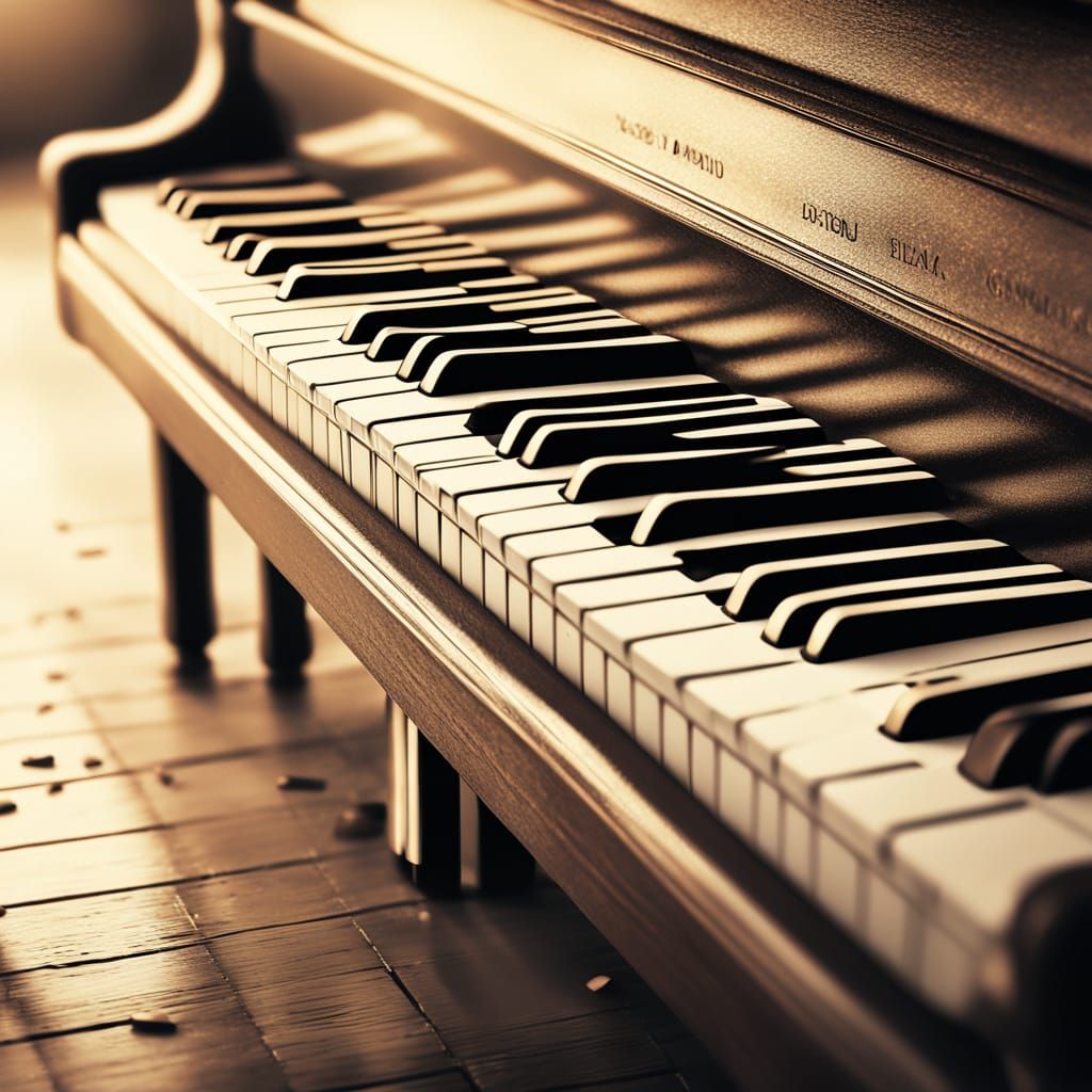 Macro Piano Keys in Golden Light
