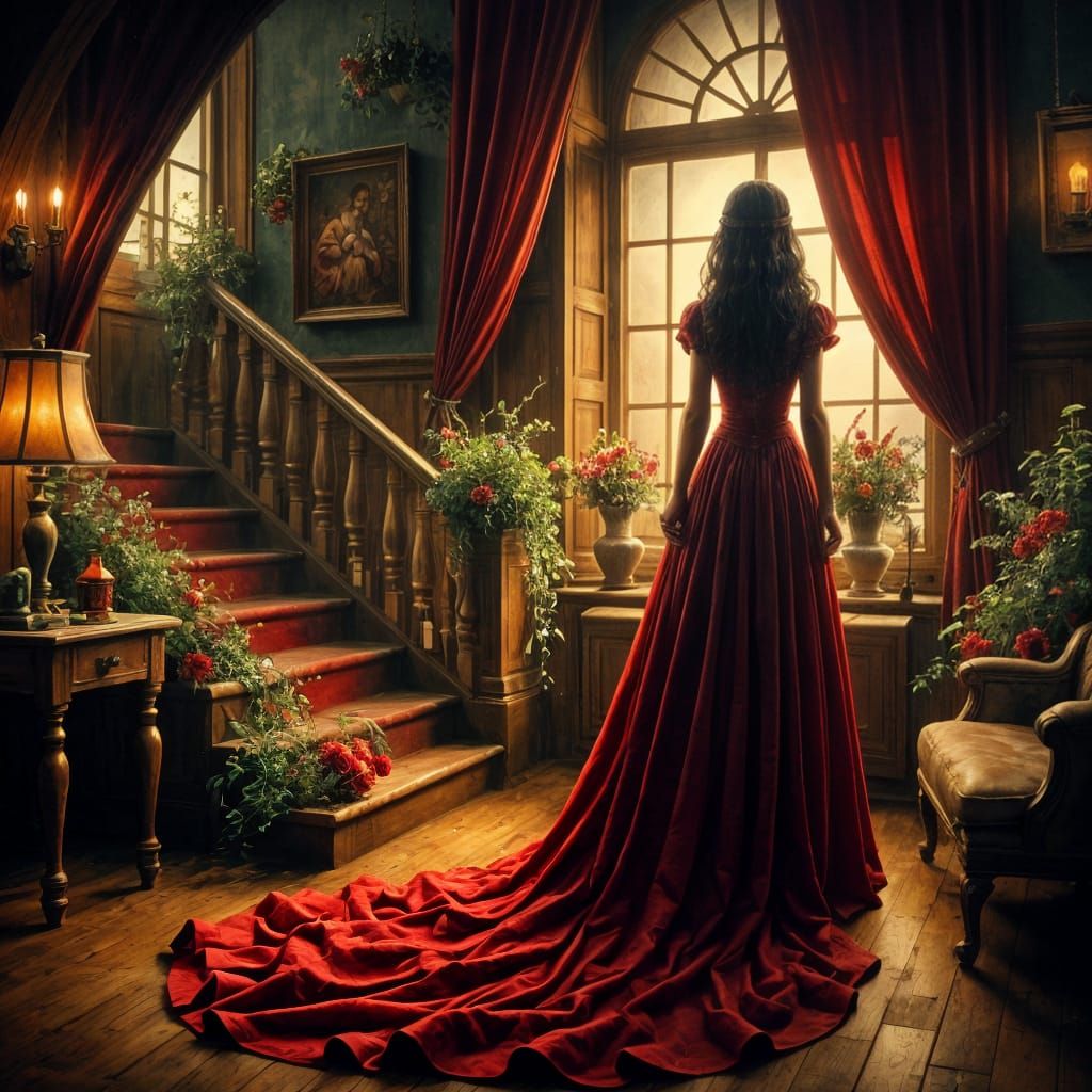 Lady Fucsia Groan in Gothic Velvet Gown