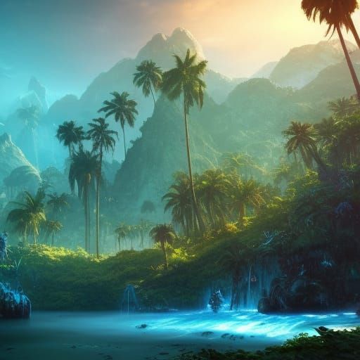 Vibrant Tropical Fantasy Realm