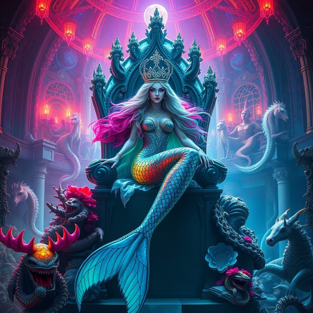 Bioluminescent Mermaid Queen of the Gothic Sea