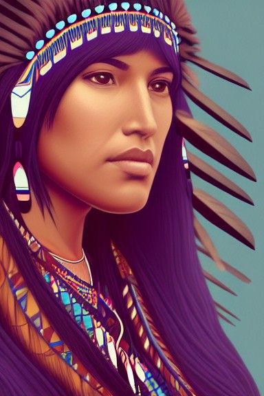 Native American Woman in Vibrant Colors