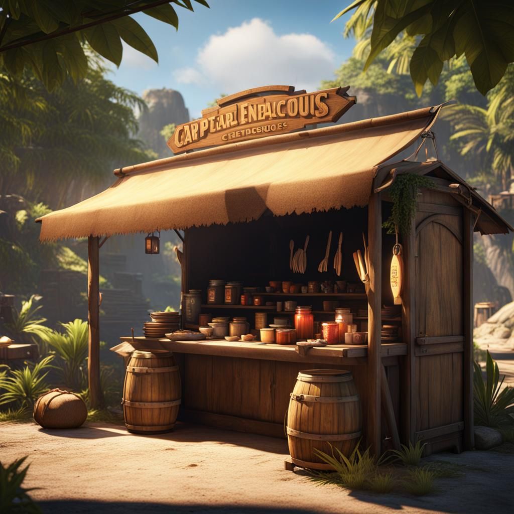 Distant Street Market Stall in Dark, Moody Style