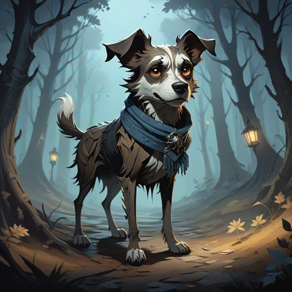 Gothic Dog Concept Art in Ethereal Moonlight