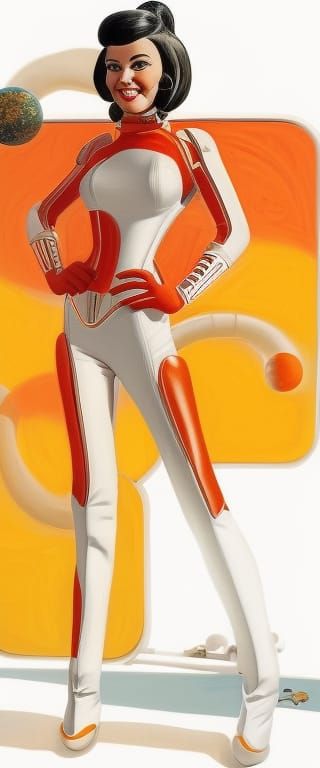 Retro Space Goddess in Cosmic Splendor