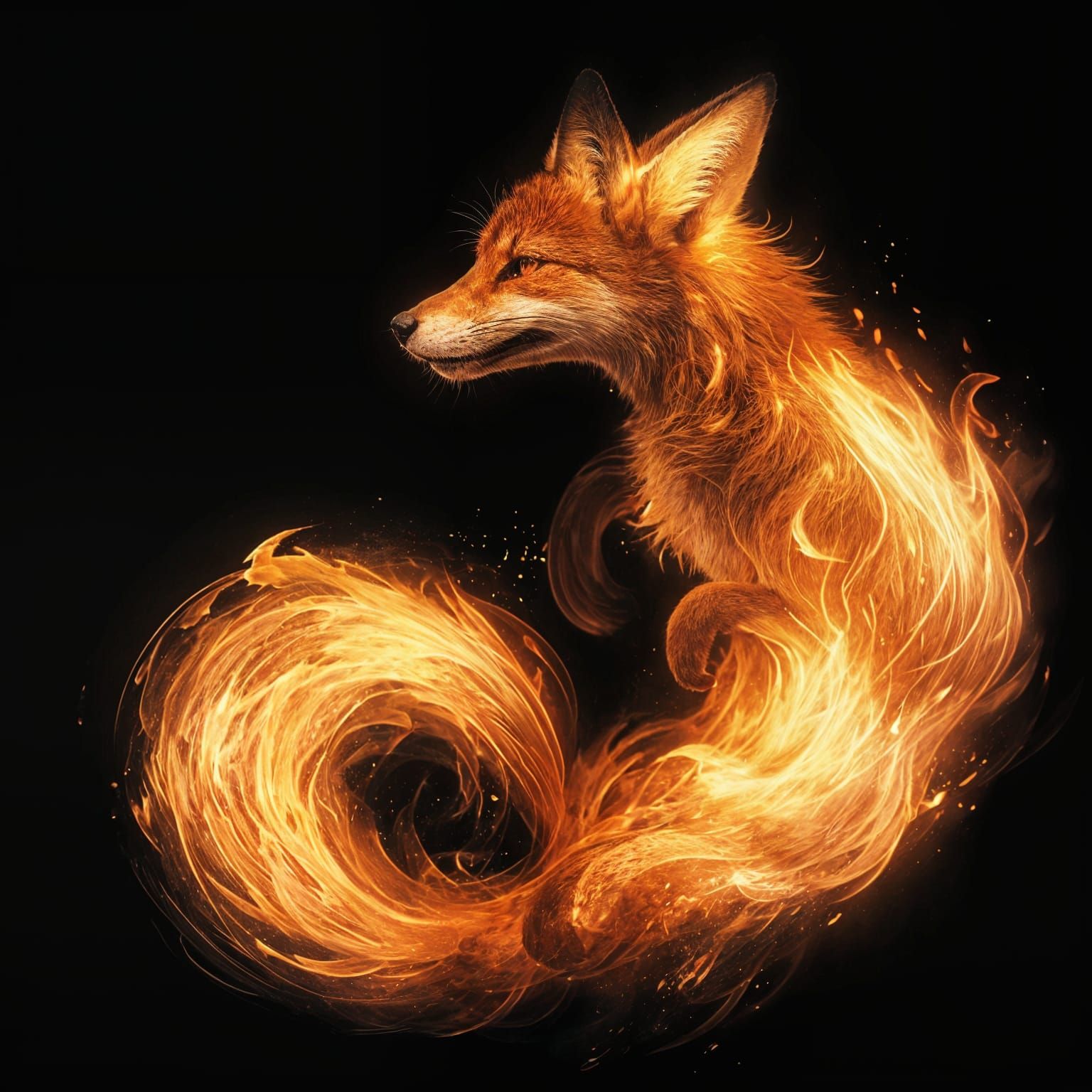 Vibrant Fox of Blazing Flames