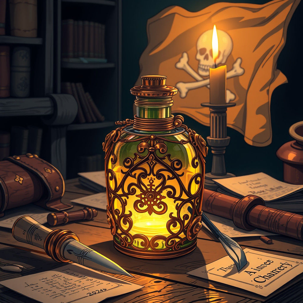 A steampunk pirate ink bottle