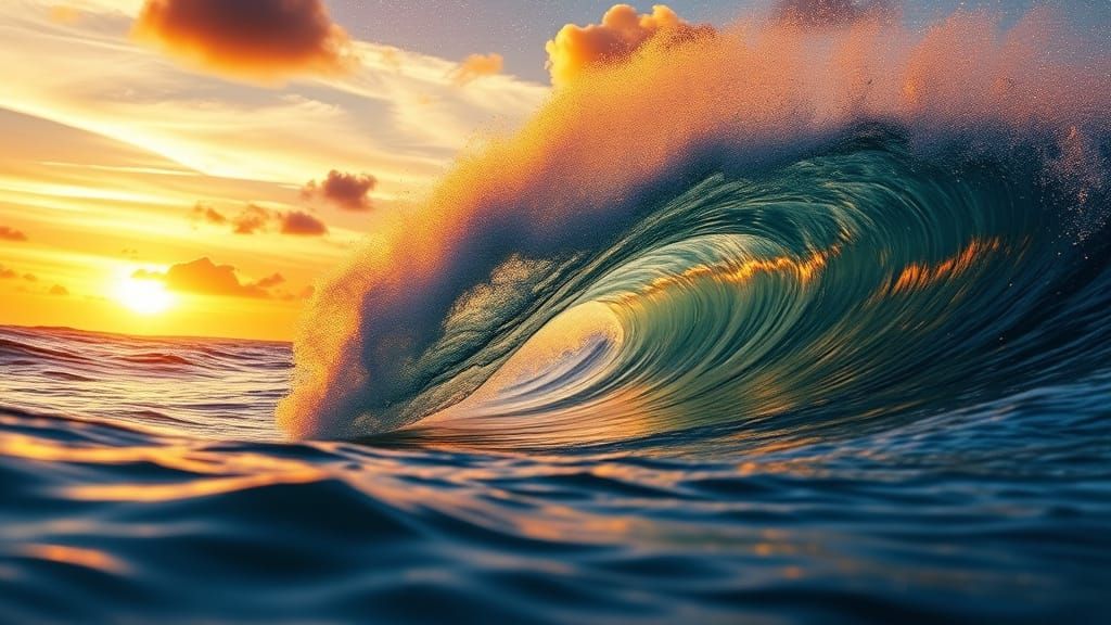 Swirling Refracted Colors in a Breathtaking Ocean Landscape