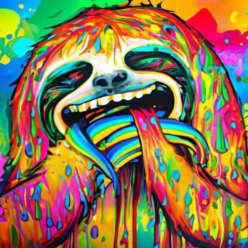 Vibrant Street Art Sloth Monster Rises from the Ground